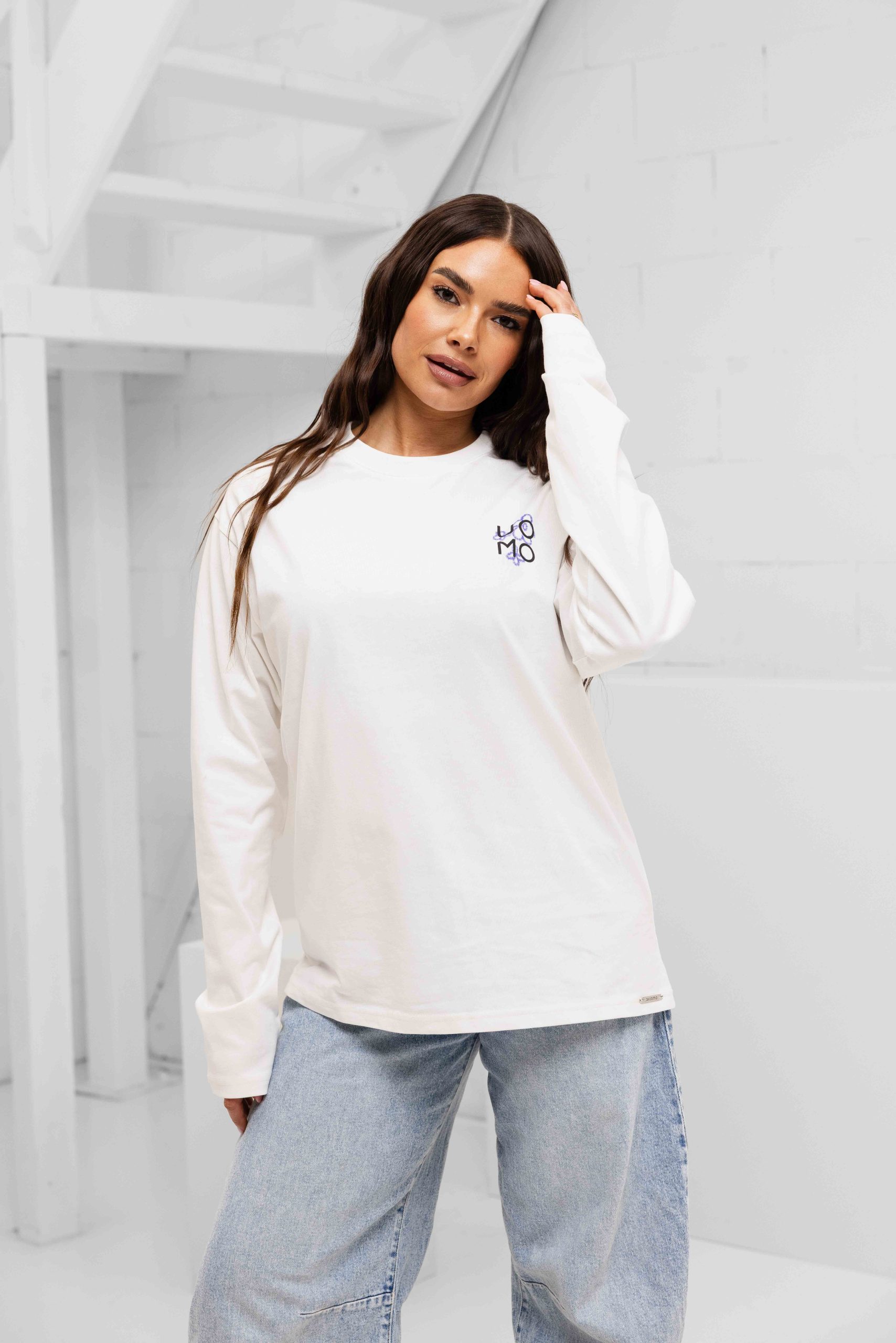 24 Uomo Flora 2.0 Longsleeve Shirt Dames Off-White/Blue