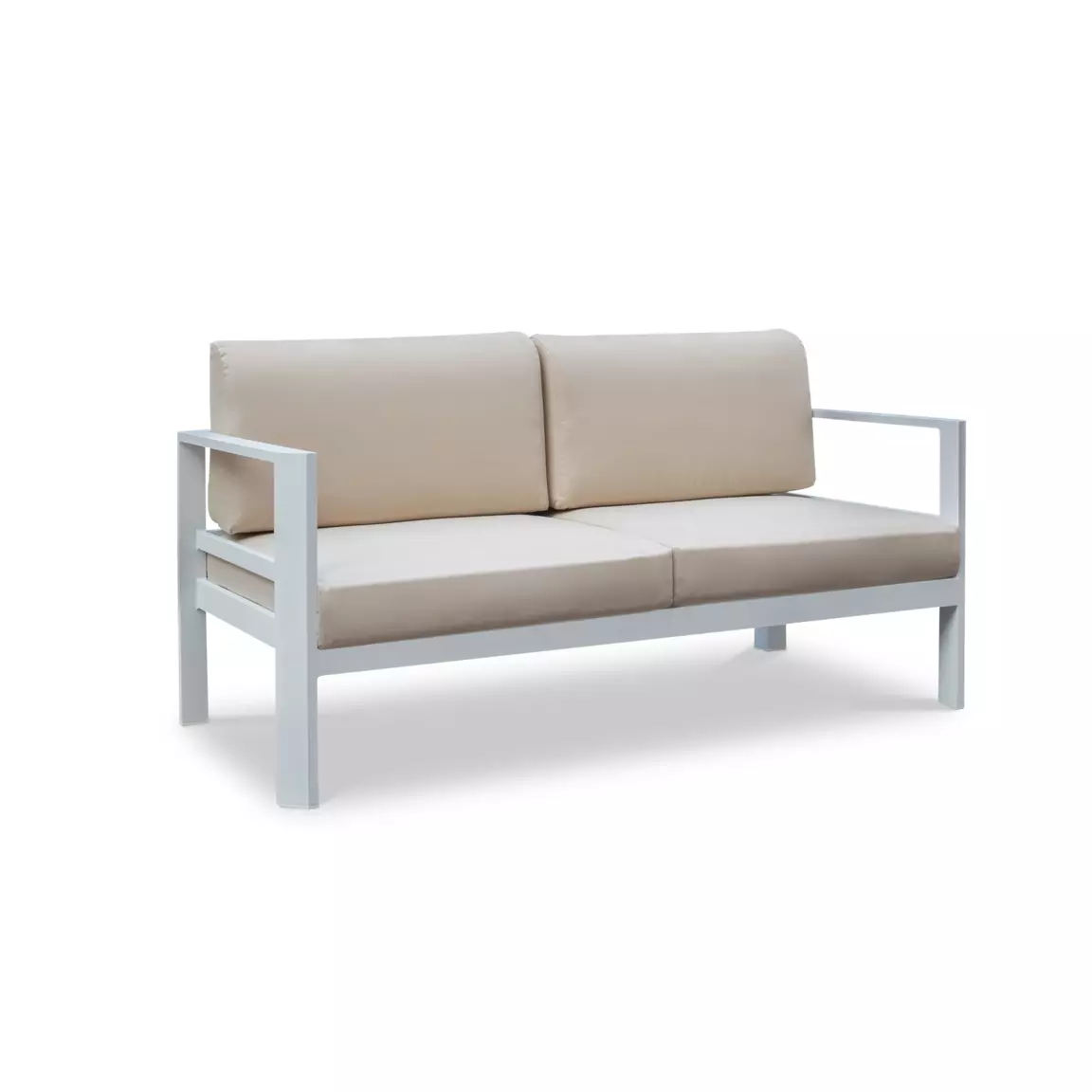 Canapé de jardin en aluminium 2 places Ostara Blanc et taupe