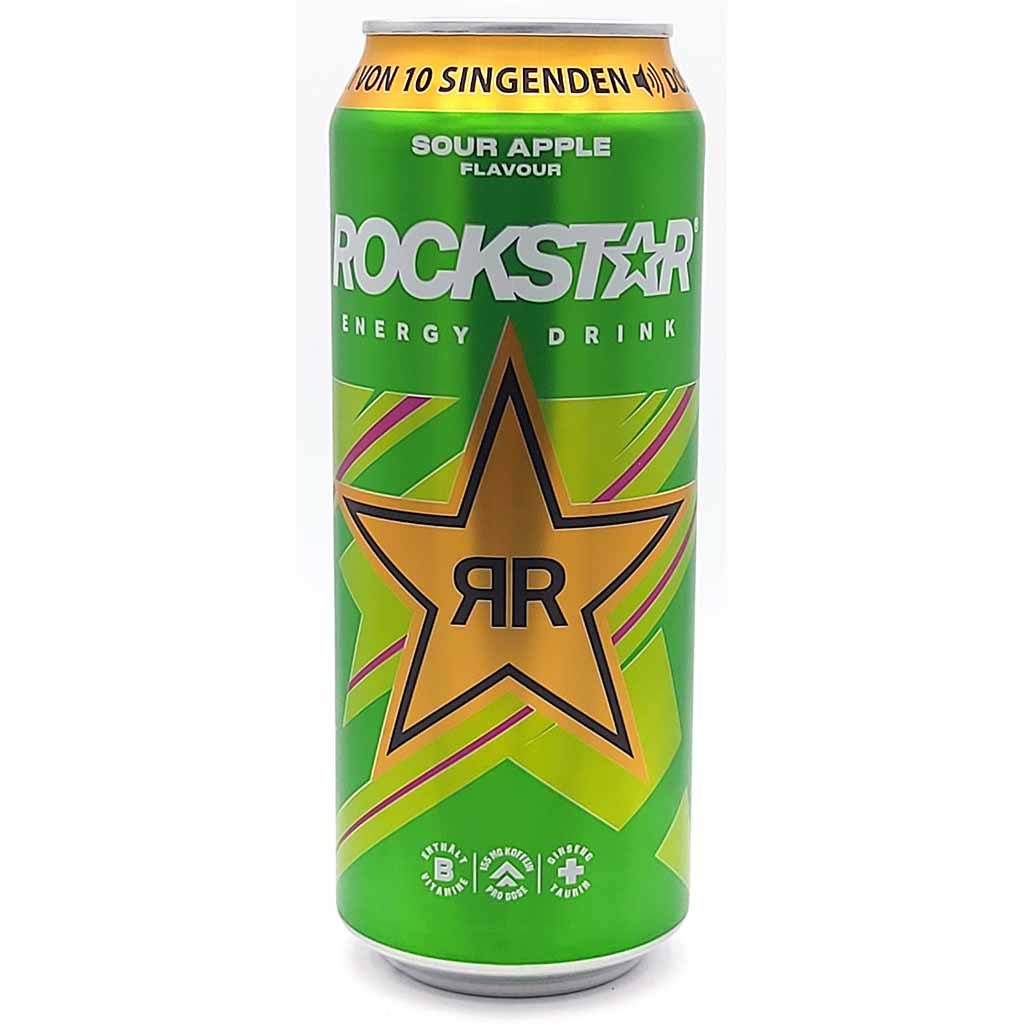 12x Rockstar Energy Drink Sour Apple Flavour Dosen 12x500ml=6L MHD:15.4.26
