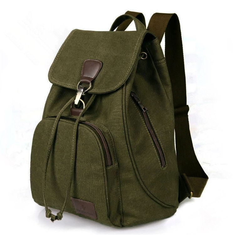 (35x28cm) Leinen Rucksack Fashion Umhänge Schulter Tasche Retro Style - Grün