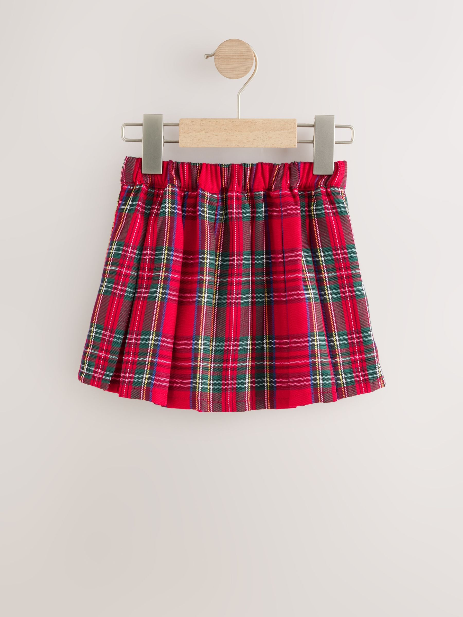 Rood - Tartan Bow Skirt with Navy Tights (3mths-7yrs)