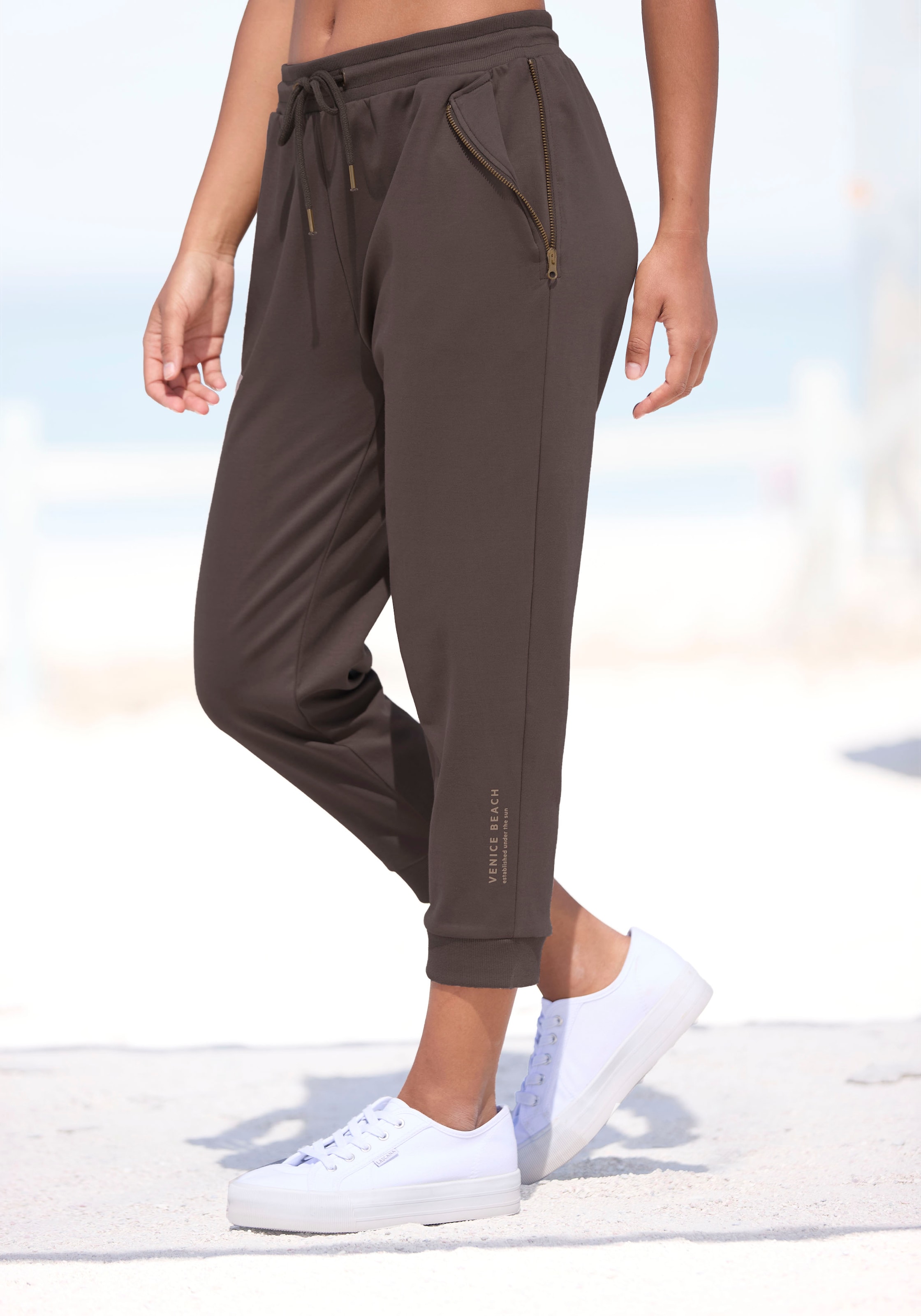 Venice Beach 7/8-Hose  mit Reissverschlussdetails an den Taschen, bequeme Sweathose