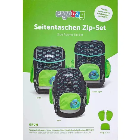 ergobag PACK/CUBO/ CUBO light Sicherheitsset mit Zip-Set (3-tlg.) Grün