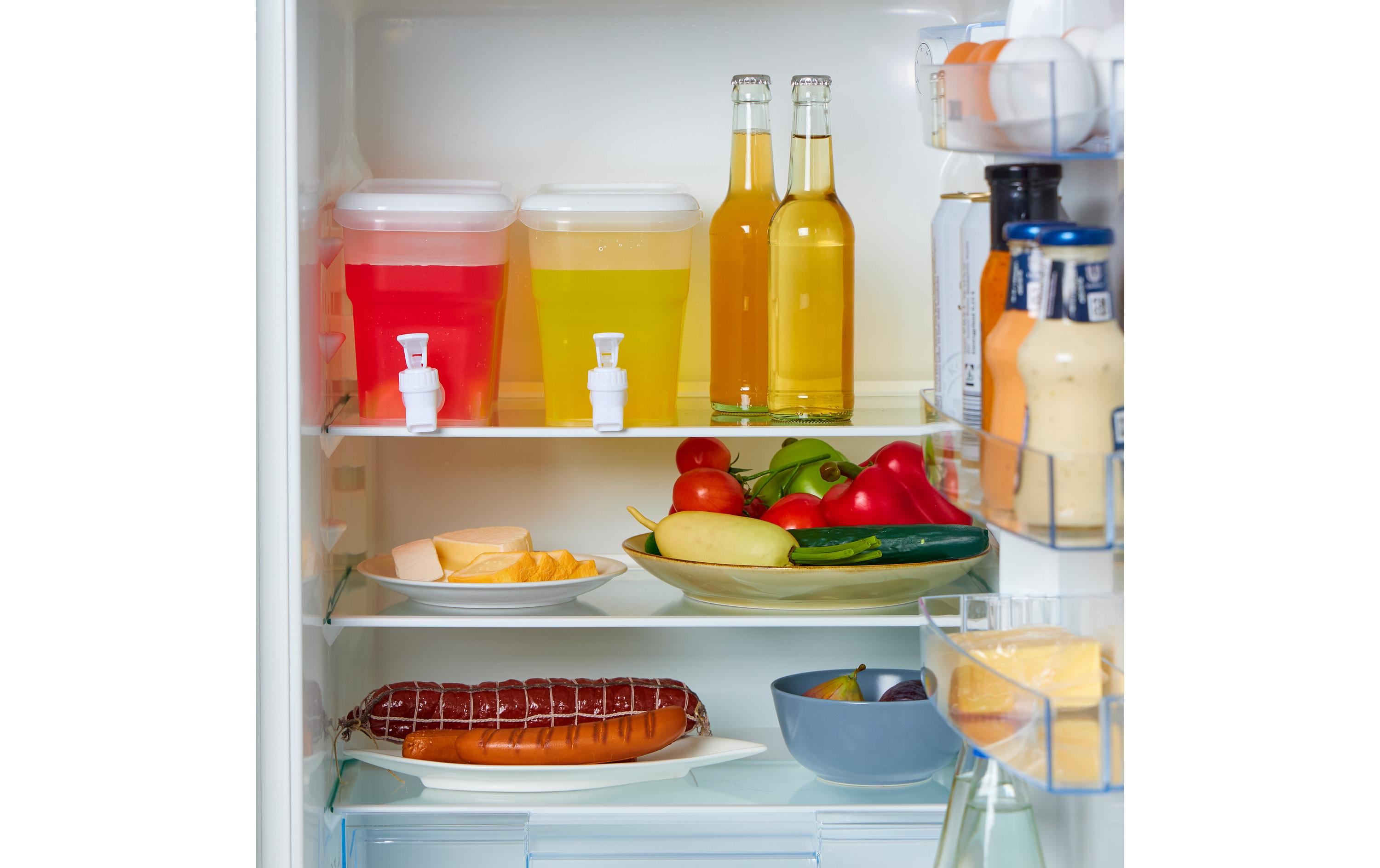 Getränkespender Kühlschrank 2er Set, 3 LiterZum Befüllen mit Wasser, Limonade, Saft, Eistee und mehr