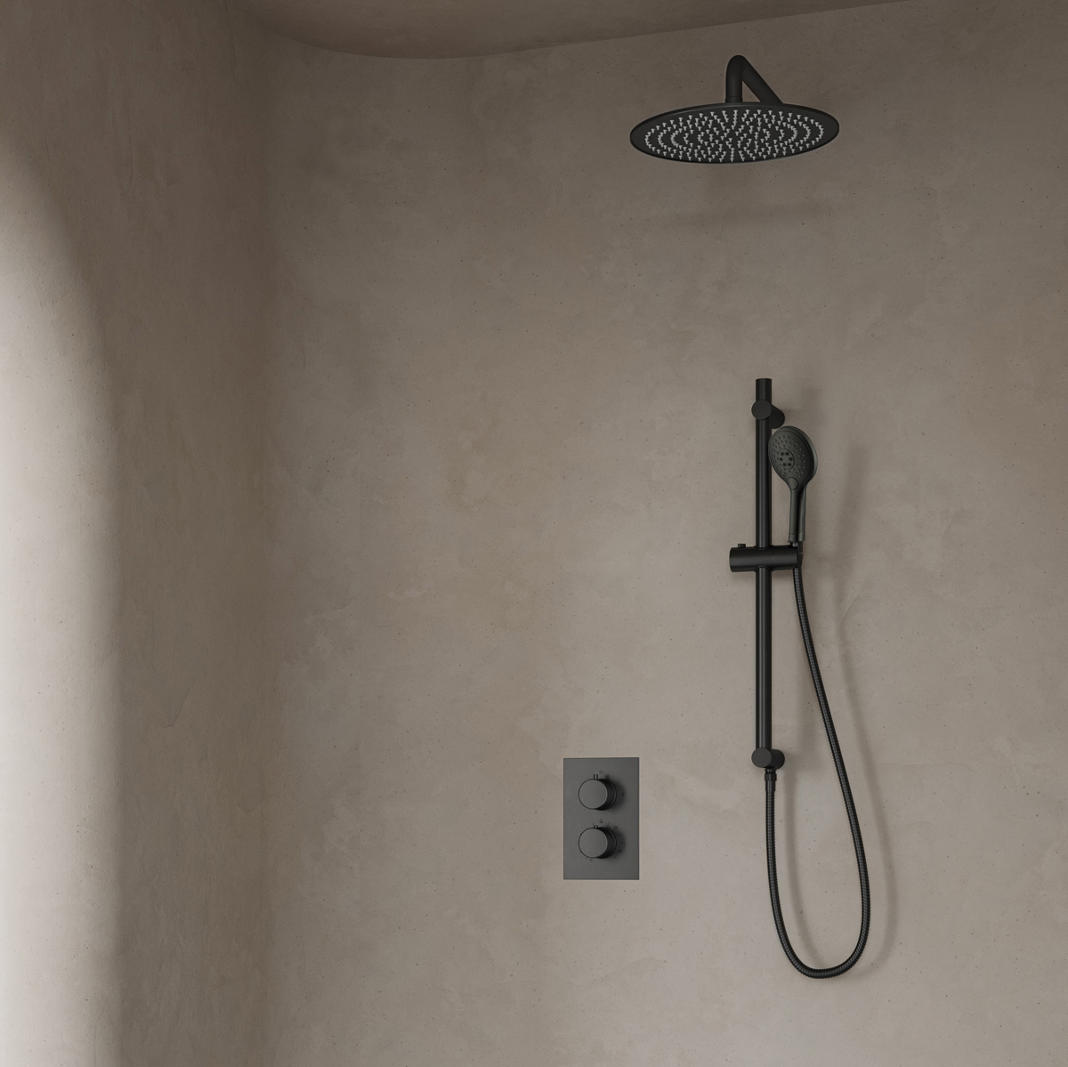 Saniclear Iron inbouwregendouche met 30cm hoofddouche, wandarm, 2 standen handdouche en glijstang verouderd ijzer - gunmetal