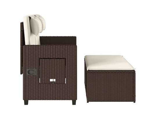 VIDAXL - Banc de jardin Banc inclinable de jardin avec coussins marron résine tress...
