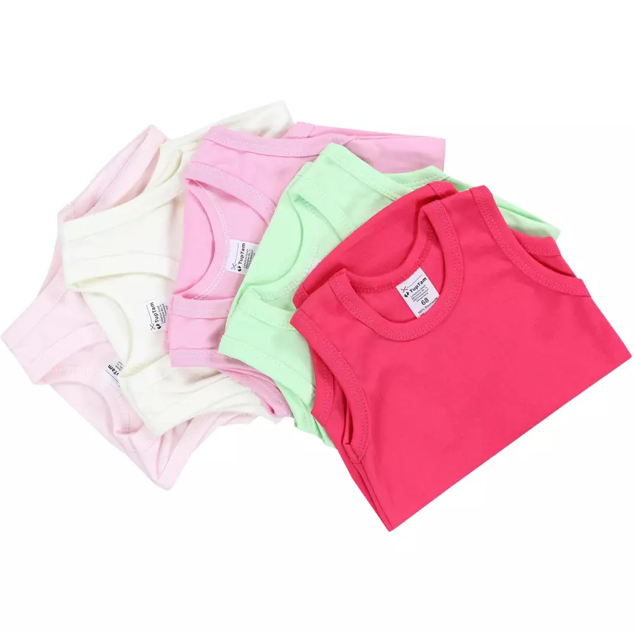 TupTam Baby Mädchen Achselbody 5er Pack rosagrün