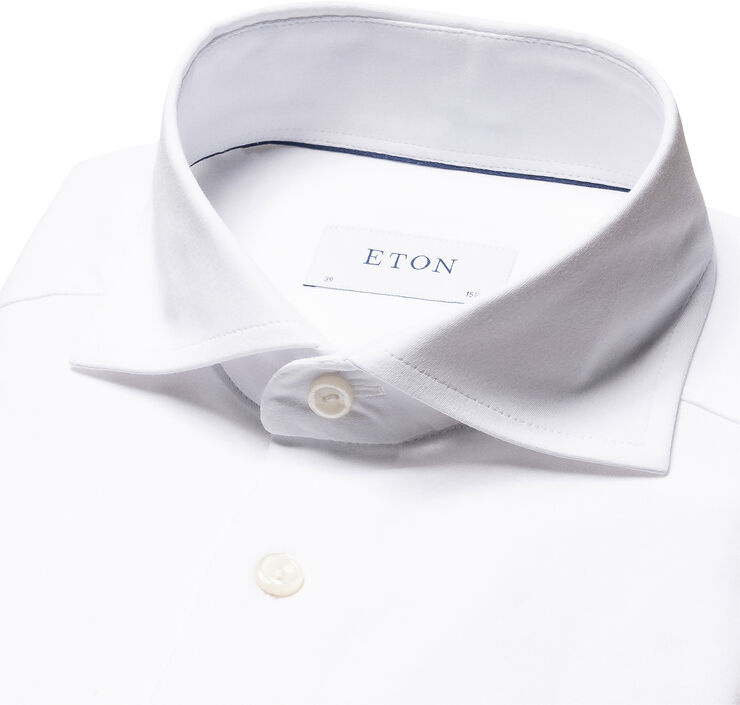 ETON Contemporary Fit White Solid Four-Flex Stretch Shirt Hvid
