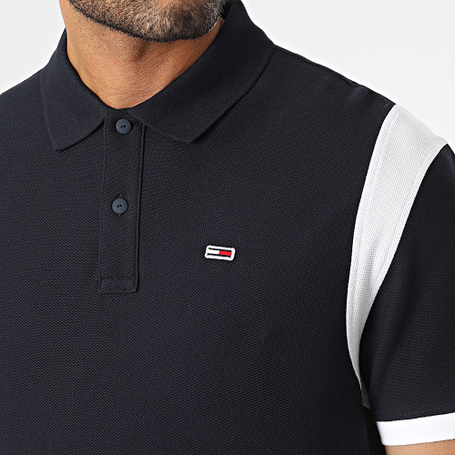 Polo Manches Courtes Relax Colorblock Bleu Marine