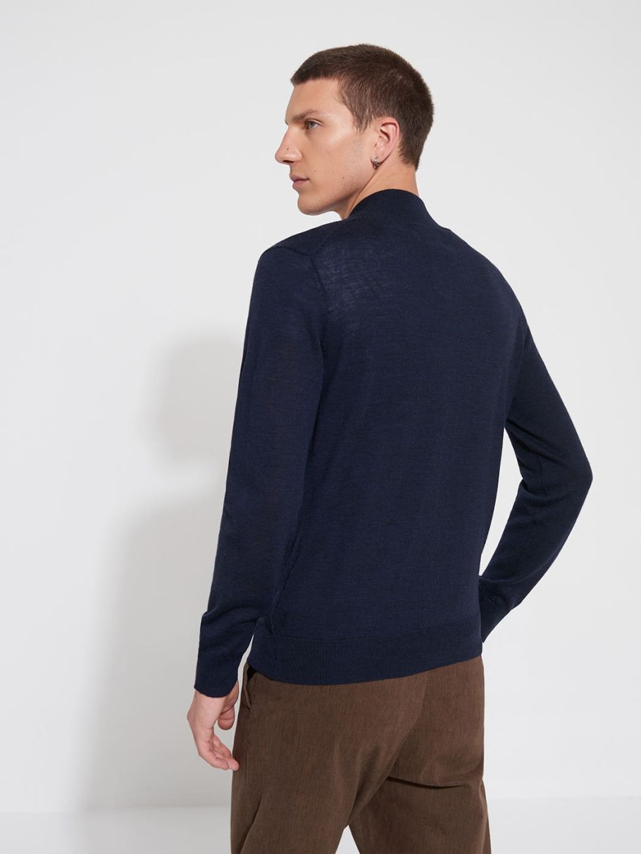 Cardigan zippé en laine mérinos