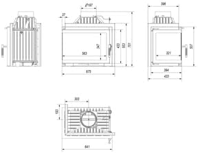 Eckkamineinsatz Gusseisen KRATKI Simple 8 kW Ø 200 Links Kaminset