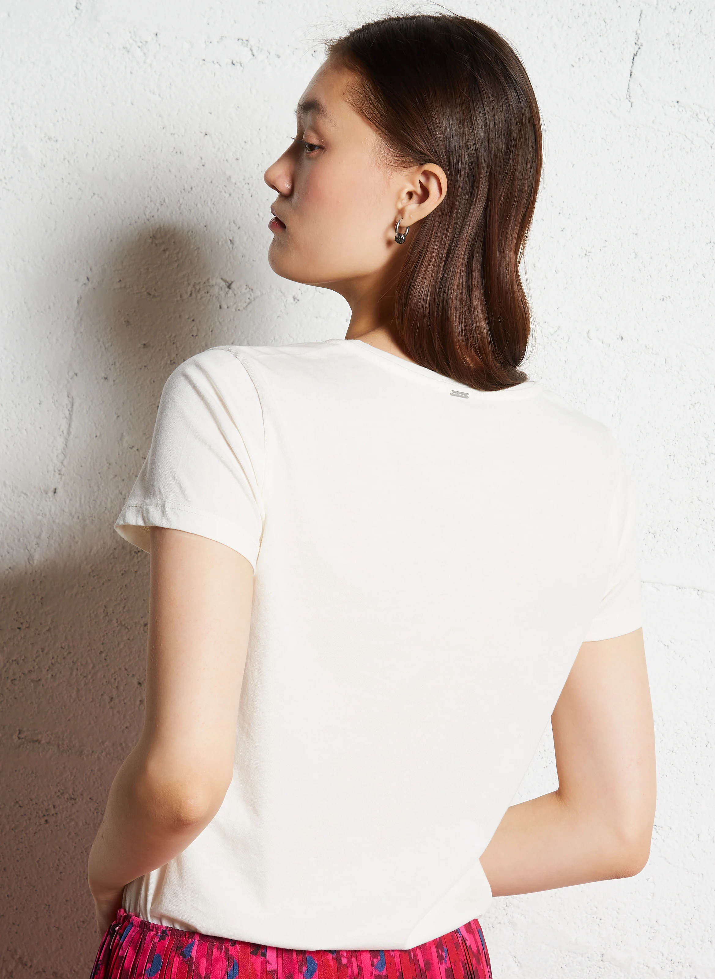 Tee-shirt droit en coton mélangé | Blanc
