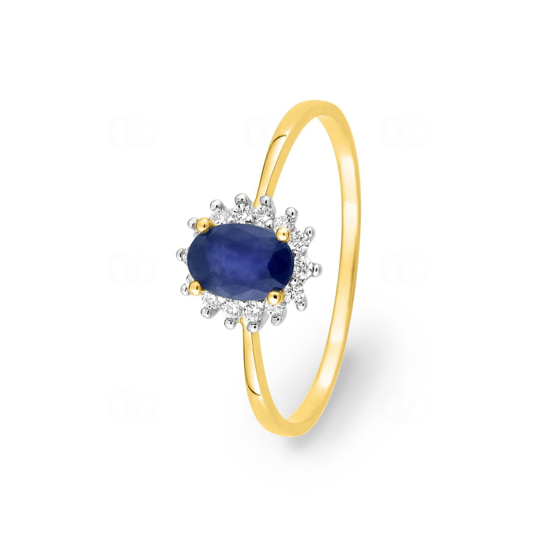 Ring 750/18 K Gelbgold mit Saphir und Zirkonia