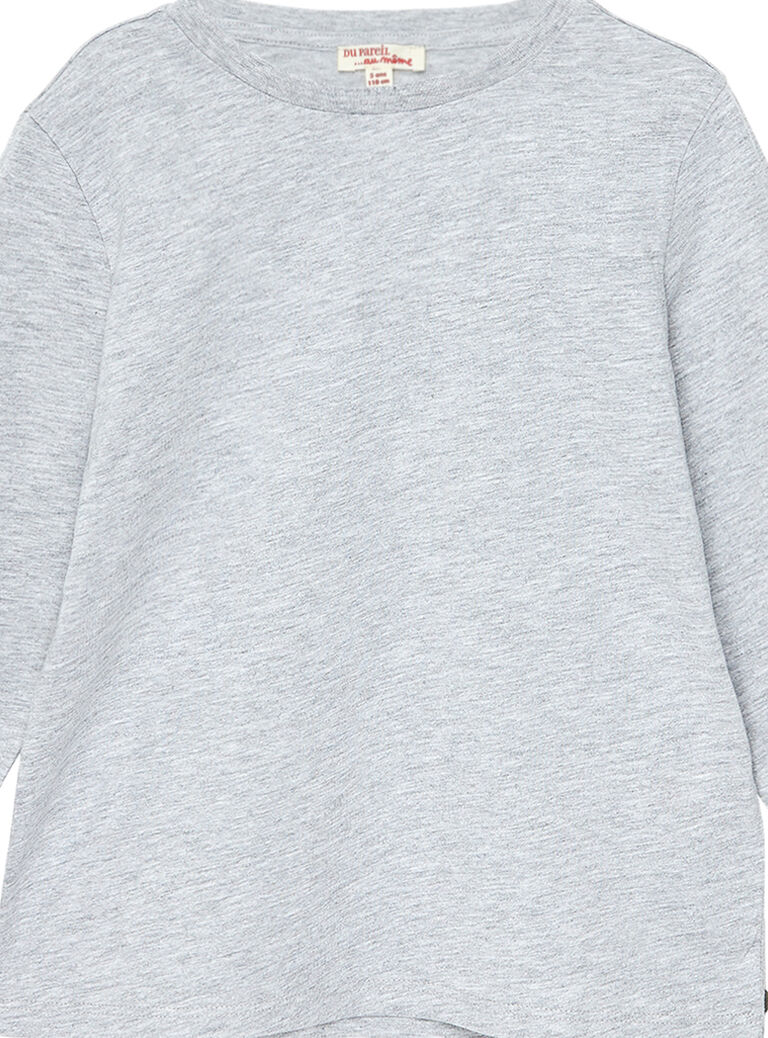 Tee shirt manches longues garçon gris chine