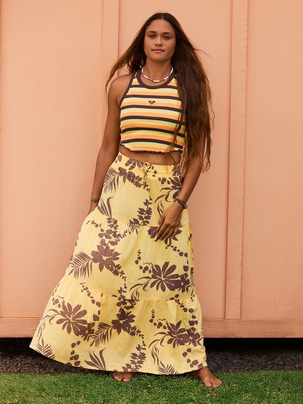 After Hours Maxi Jupe longue fluide Jaune Femme