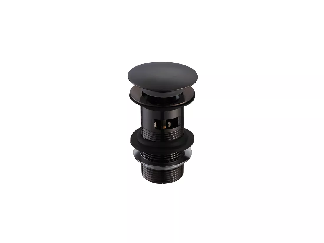 Bonde lavabo noir mat pour vasques avec trop-plein