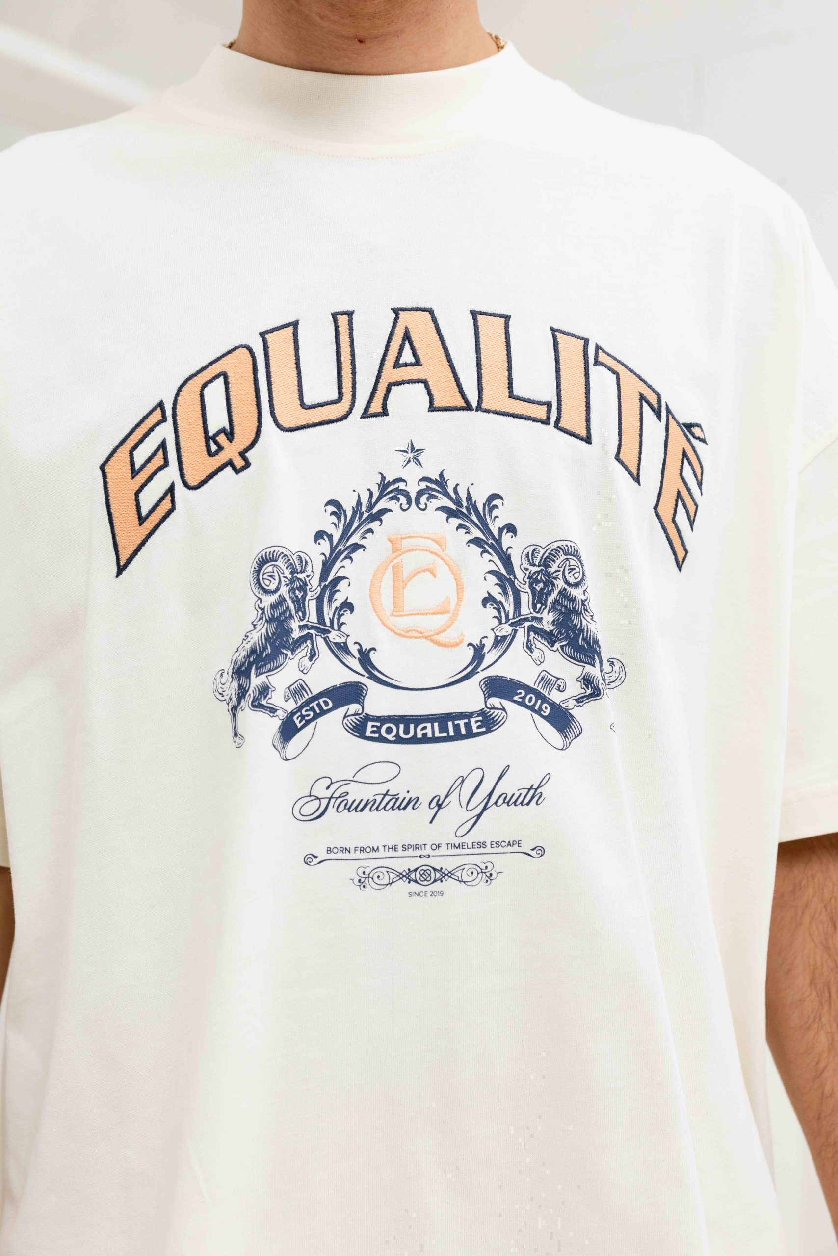 Equalité Dani Boxy T-Shirt Heren Gebroken Wit