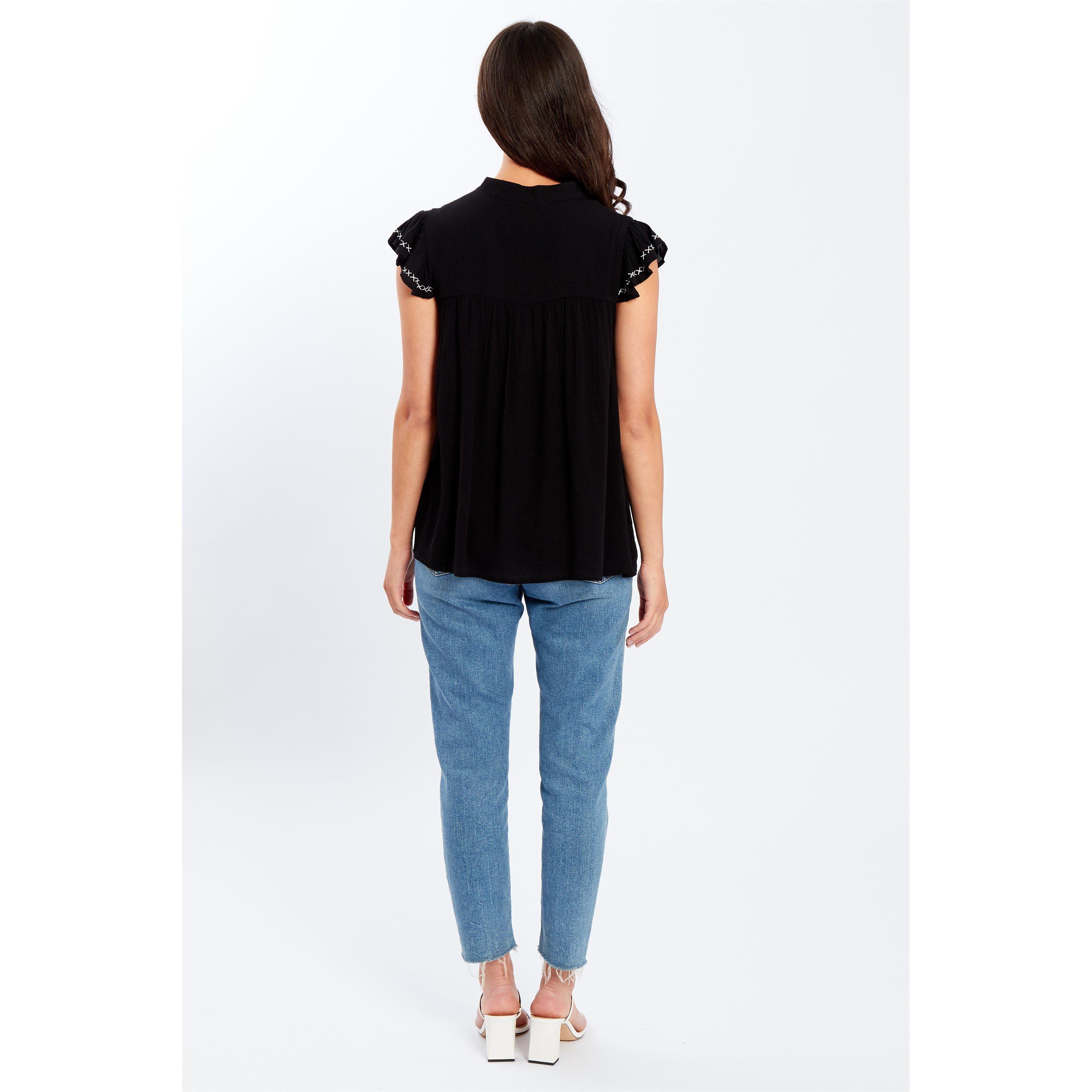 Be You BY Embroidered Crinkle Blouse Womens