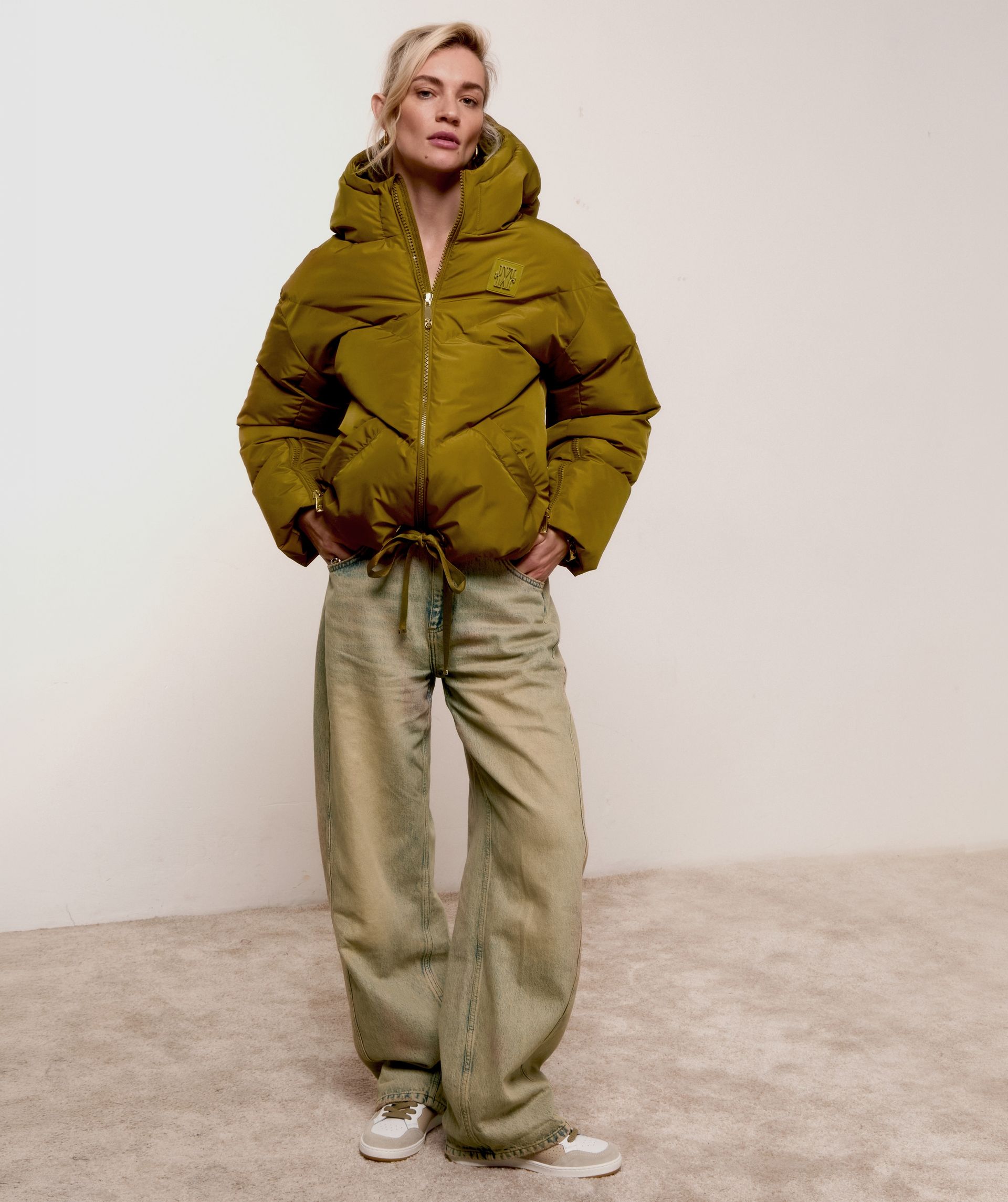 JV-BRENNA oversized puffer jas - olive green
