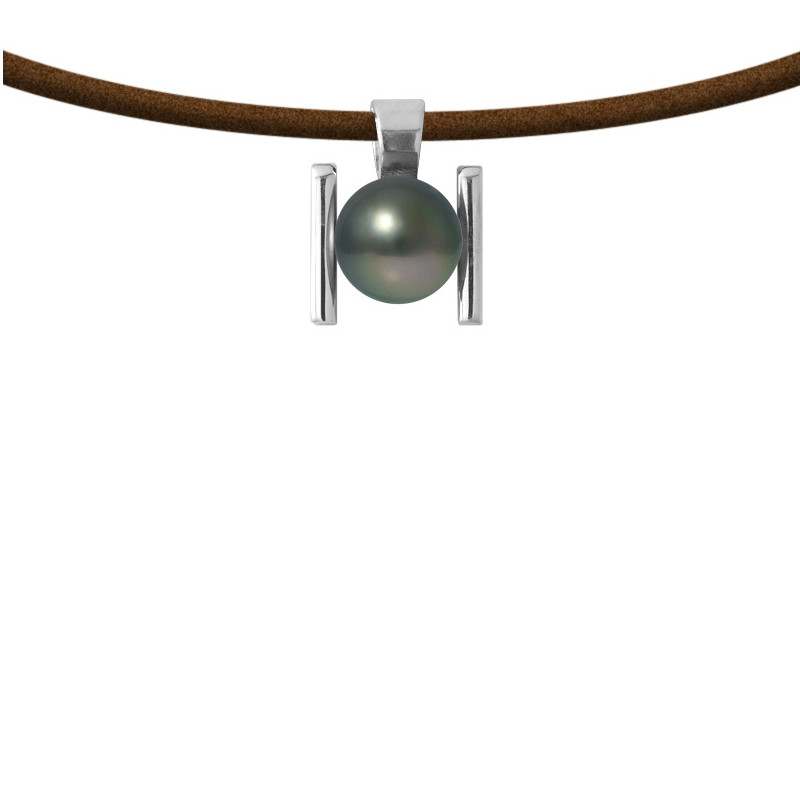 Collier Homme Tribal en Cuir, Perle de Tahiti et Argent Massif 925
