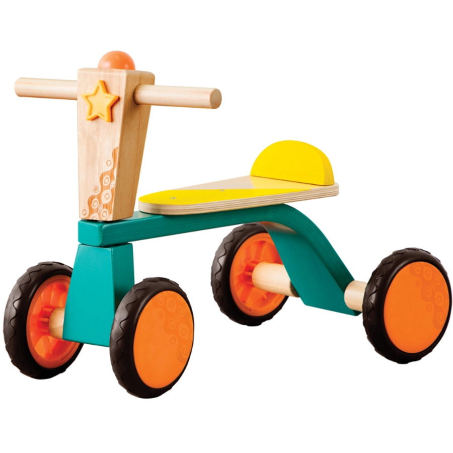 B.TOYS B. Smooth Rider - Rutscherfahrzeug aus Holz mit 4 Rädern Mehrfarbig