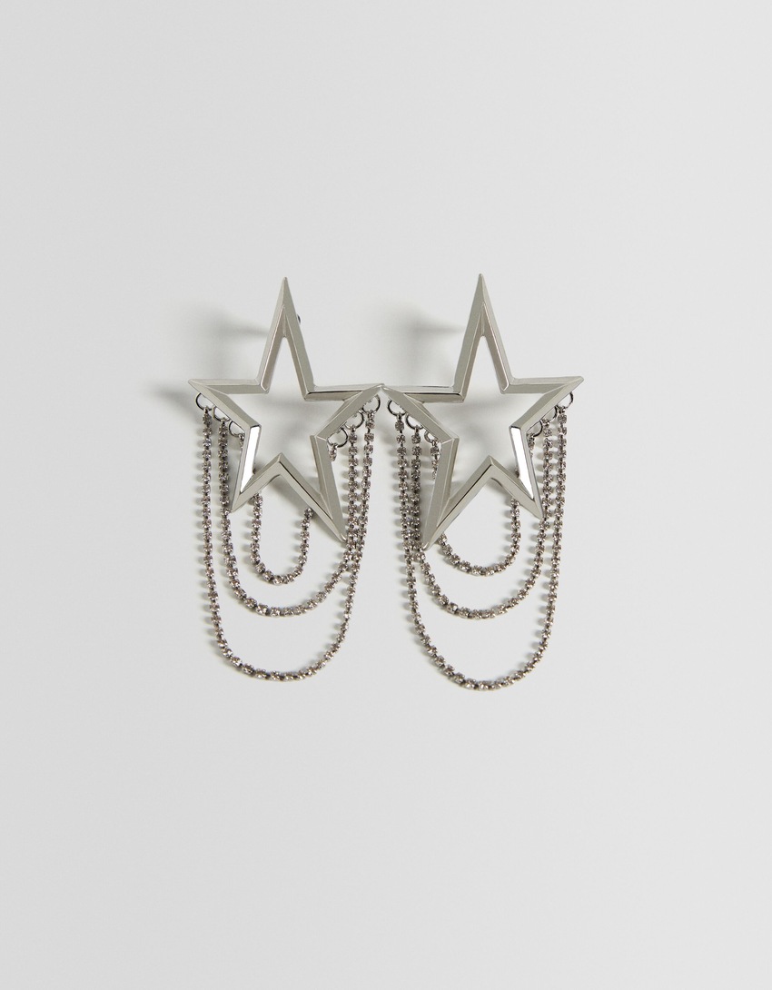 Brincos de corrente com estrelas de strass