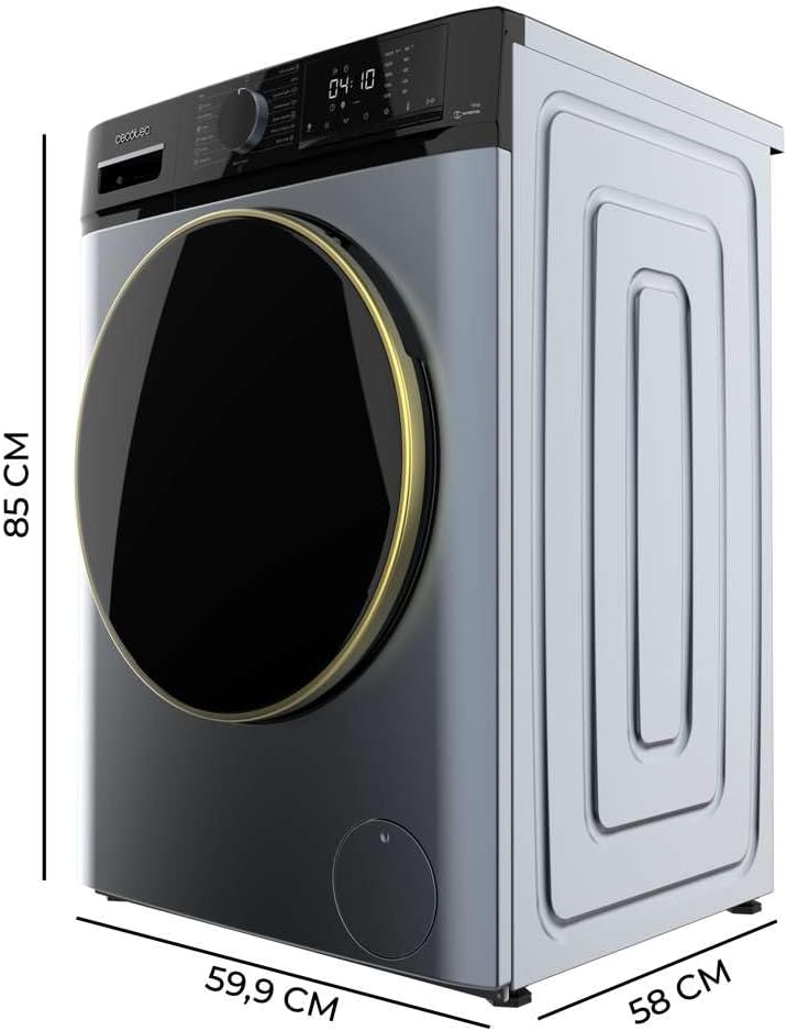 Cecotec Lave-linge 8 kg Bolero DressCode 8610 Inverter Steel A. Chargement Frontal, 1400 RPM, SteamMax, Motor Inverter Plus, 15 Programmes, OnSmart, Stop&Go, DrrumClean, Caoutchouc Antibactérien