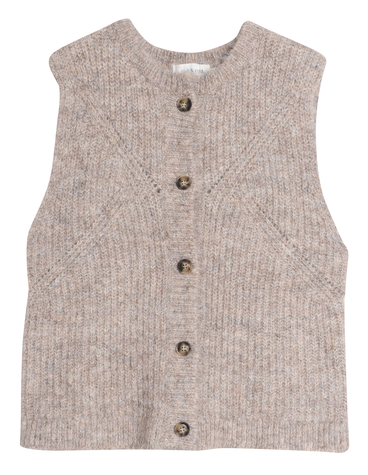 Gilet col rond| Beige
