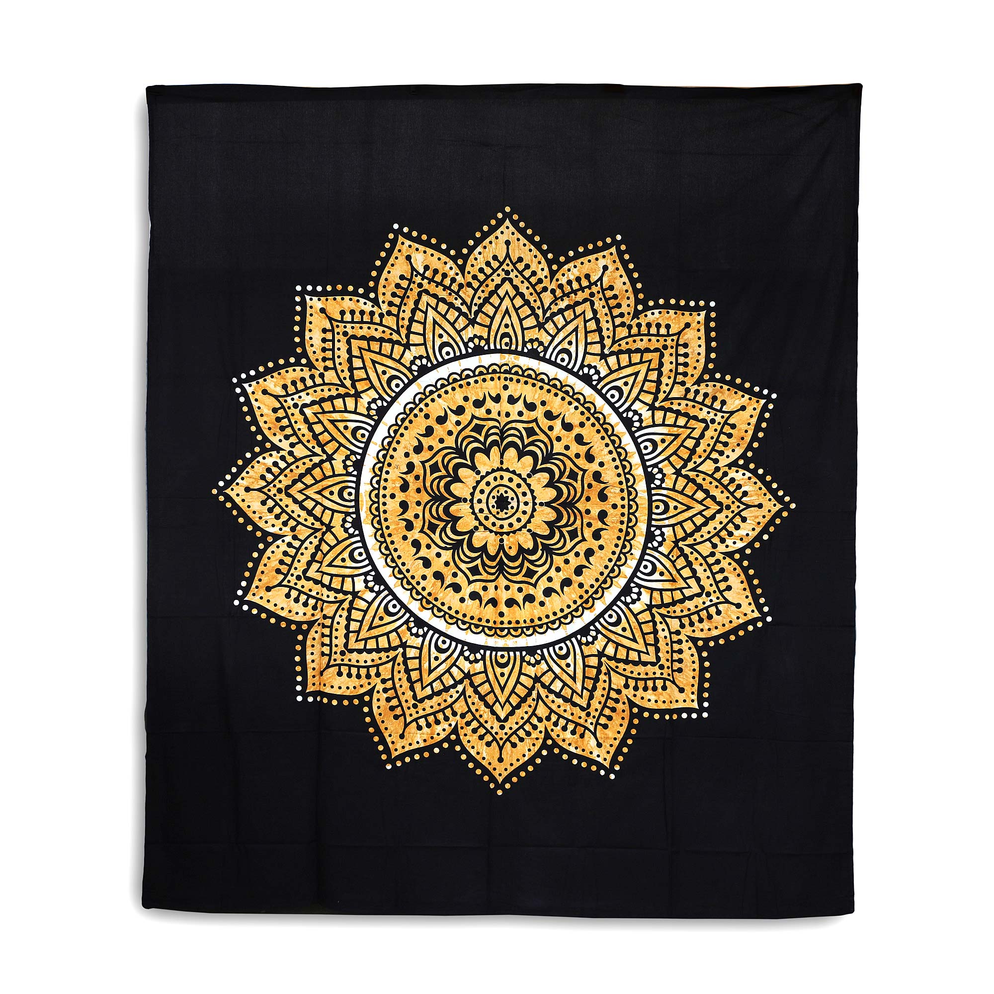 Multifunktionstuch 'Mandalablume', goldbraun, schwarz, B 213 cm, H 244 cm von fischer's lagerhaus