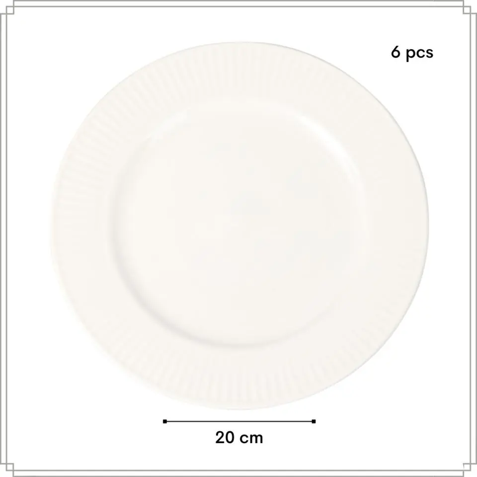 OTIX Ontbijtborden Bordenset 6 Persoons 20cm Dessertbord Ontbijtborden Wit Po...