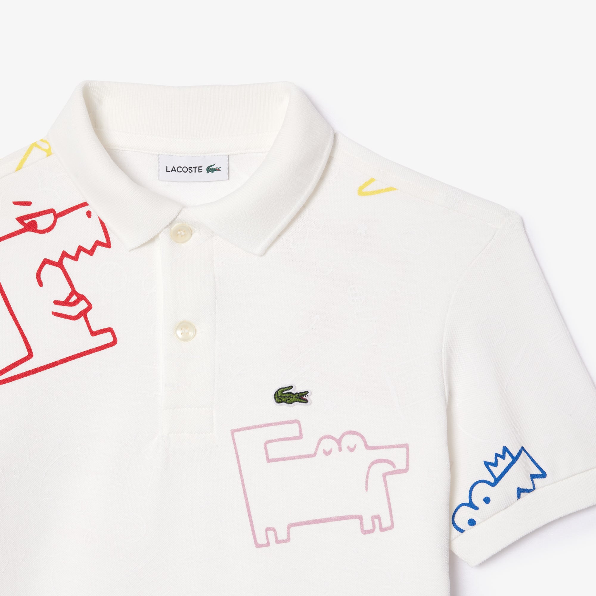 Poloshirt aus Piqué mit Croc-Aufdruck Poloshirts - Weiss - Lacoste - Kinder