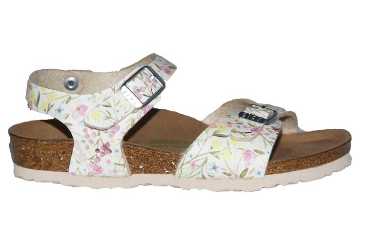 Birkenstock Rio Plain Breed Watercolor Flower White