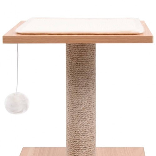 Arranhador branco para gatos com tapete para arranhar