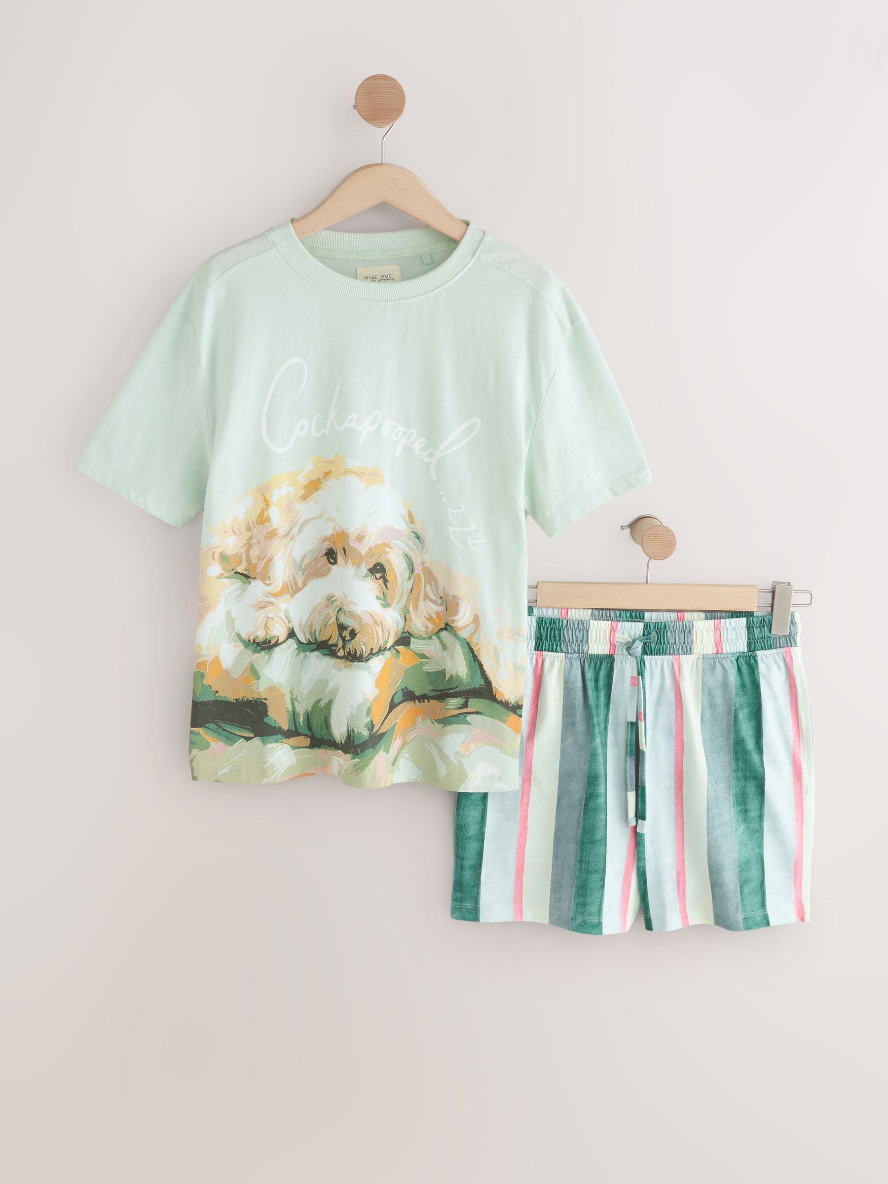 Blue Charlie The Cockapoo - Set van 100% katoenen shortpyjama