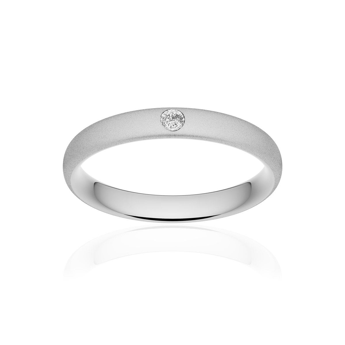 Alliance palladium 950 sablé ruban confort 3,5 mm diamant brillant