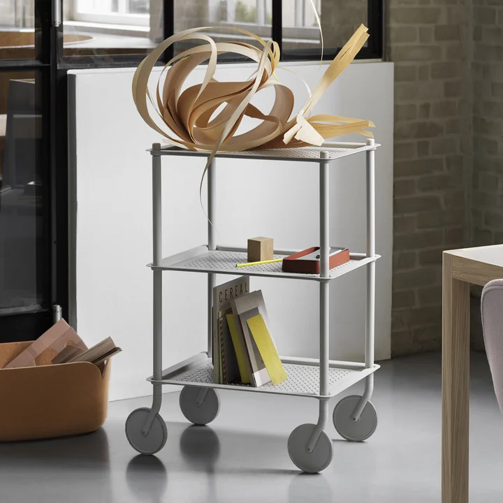 Muuto - Flow Beistellwagen, 2 Etagen, blaugrau