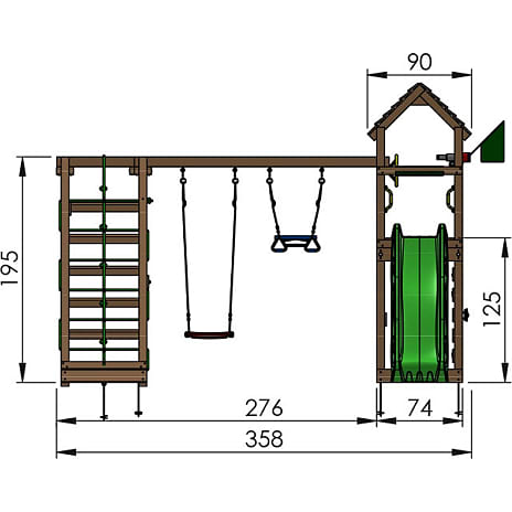 Jungle Gym Cocoon legetårn komplet inkl. klatremodul og rutjebane