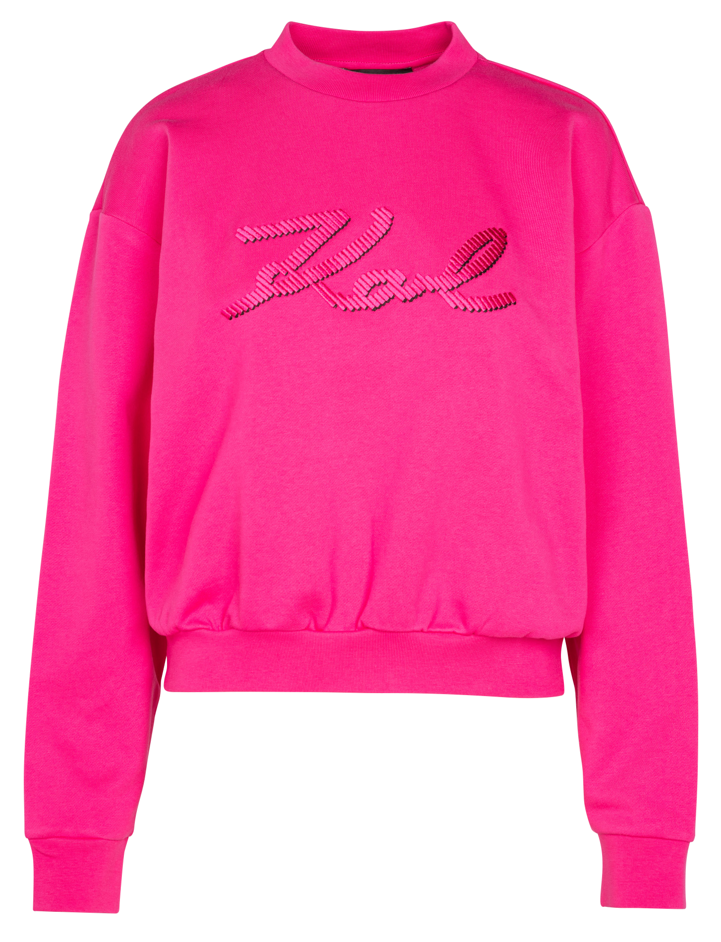 Sweat col brodé en coton bio | Rose