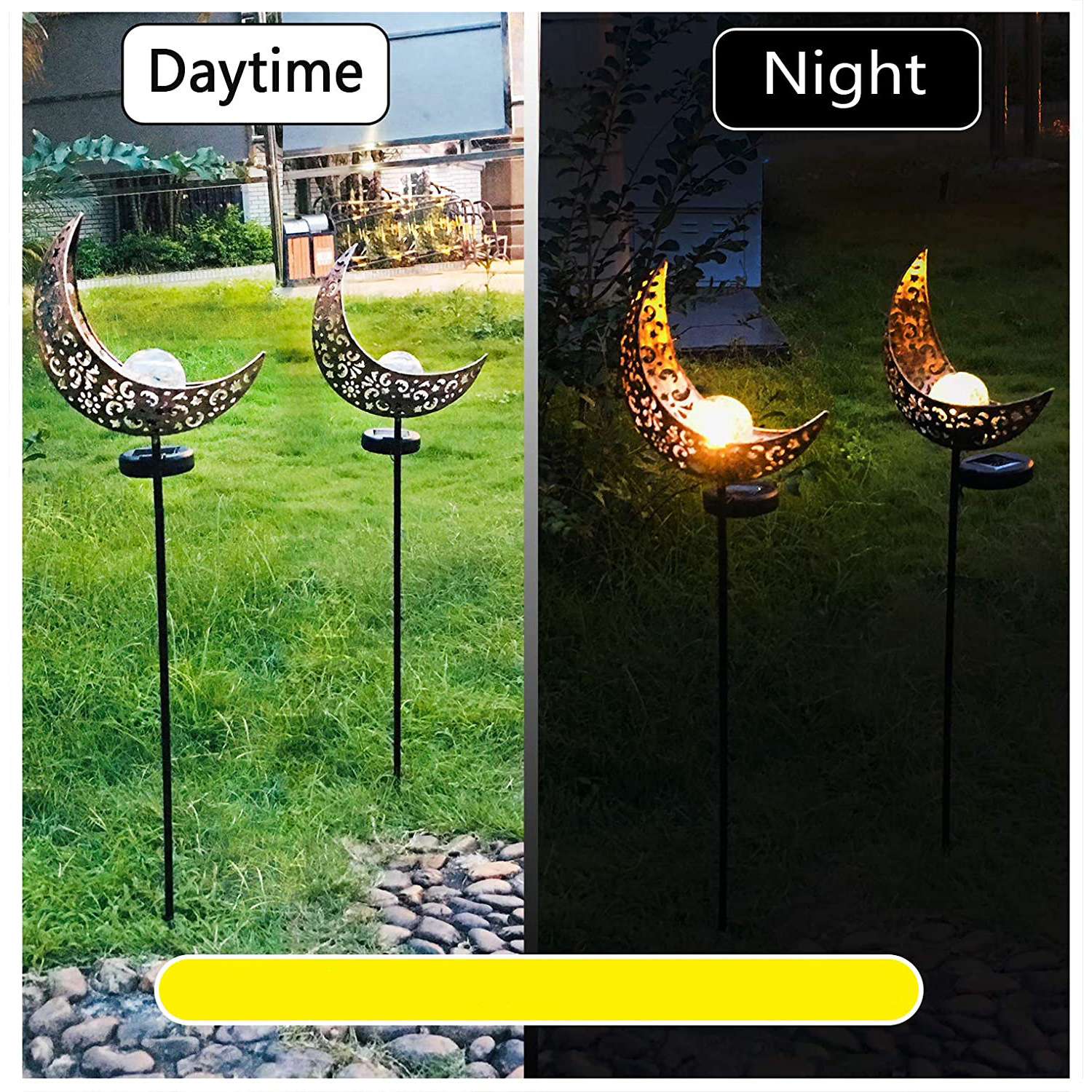 (90x24cm) LED Solar Lampe Outdoor Halbmond Garten Laterne IP44 - Warmweiss