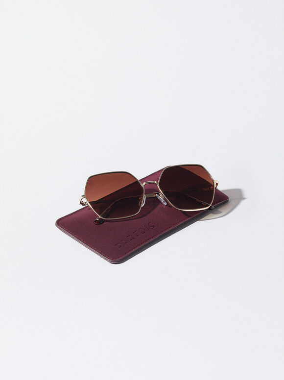 Gafas De Sol Hexagonales - Dourado