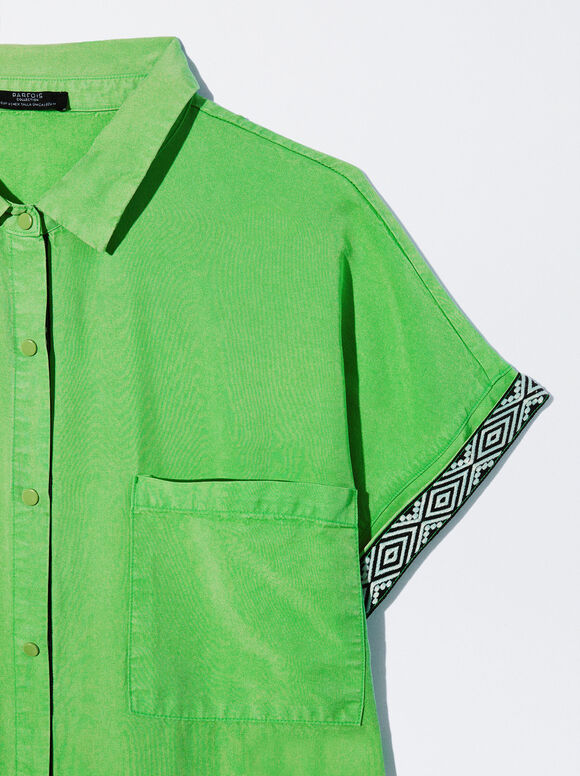 Vestido camisa em lyocell - Verde