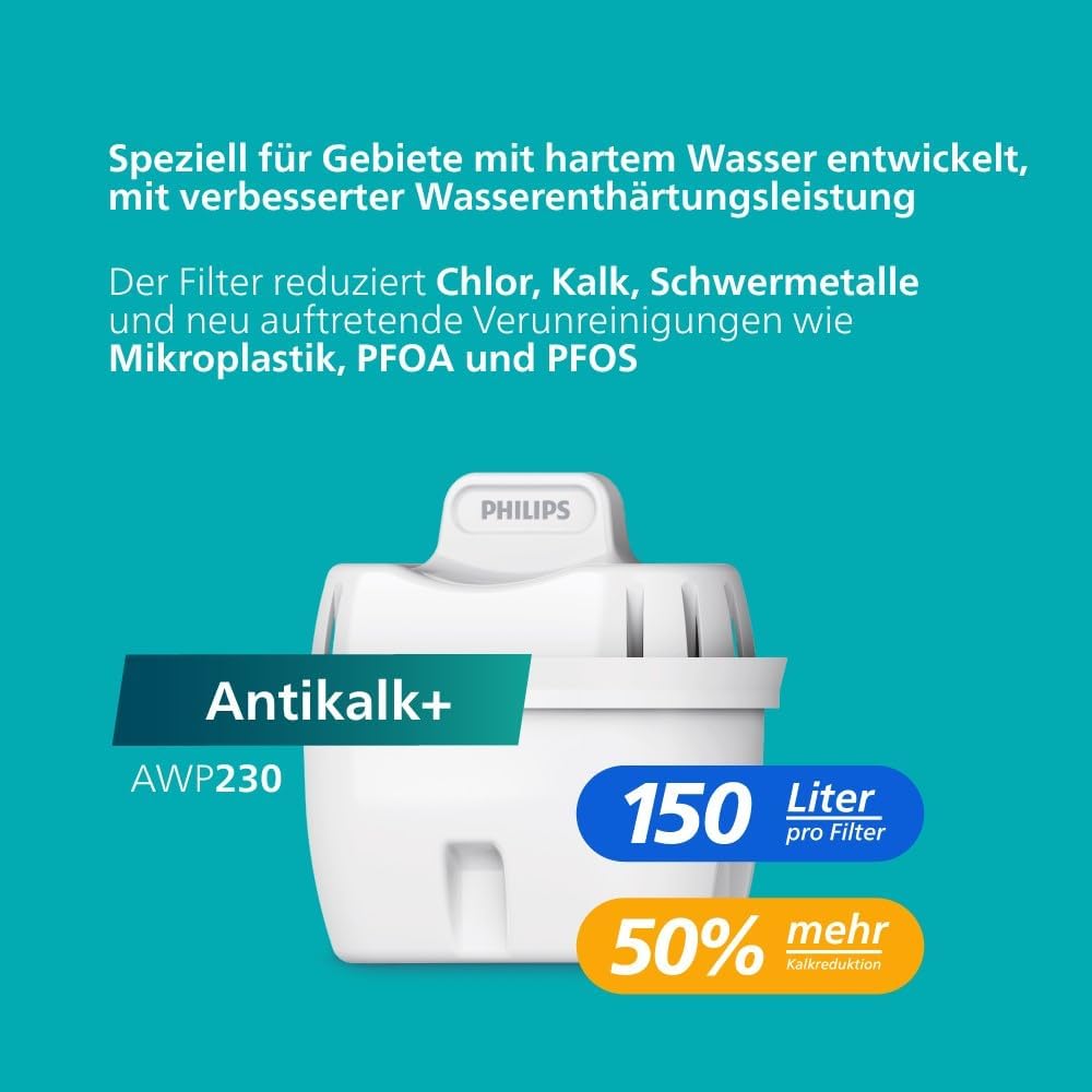Philips Water Station – Heiß- & Kaltwasserspender mit Filter, 7 Temperatureinstellungen & 5 Volumenvoreinstellungen, 2,8L Fassungsvermögen, Anticalc+ Filter entfernt Chlor, Kalk, Mikroplastik & PFOA