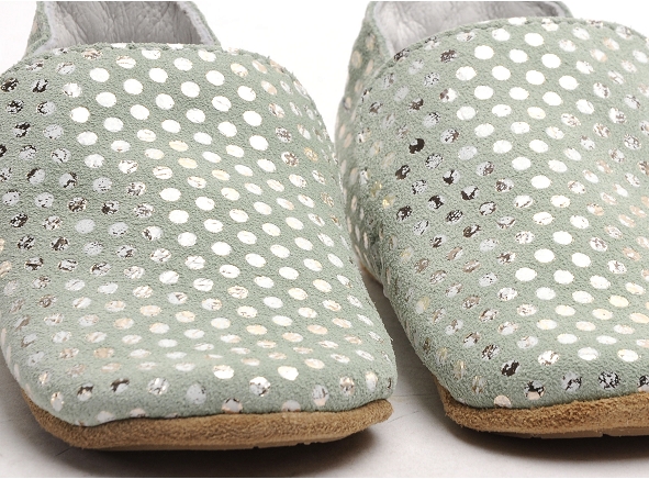 Bellamy chaussons bebe valentines tic pois vert