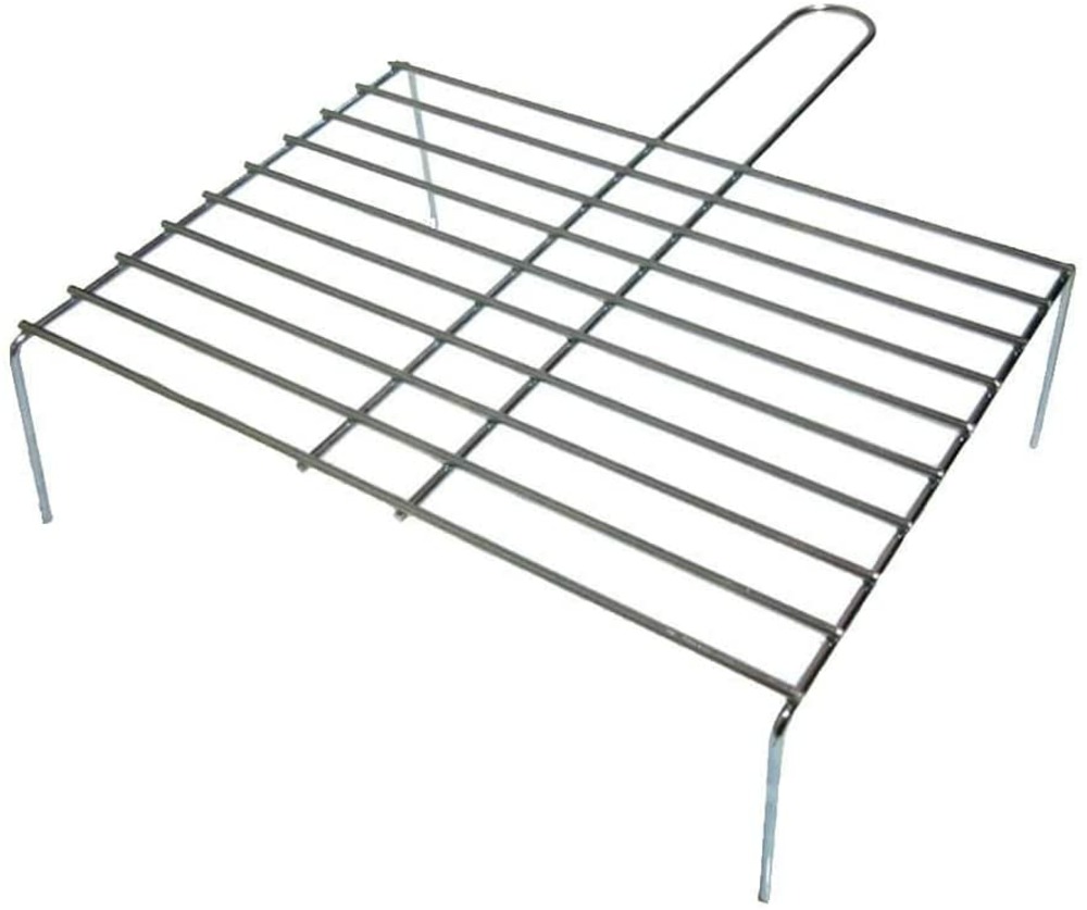 Grille avec pieds pour barbecue - zinc - 50x38 cm