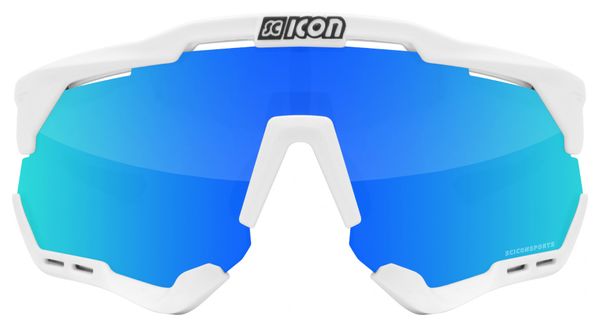 Lunettes SCICON Aeroshade XL Blanc Brillant / Bleu Miroir