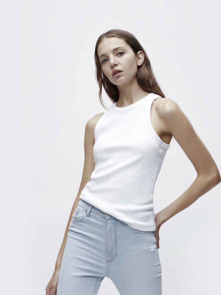 Calça jeans skinny de cintura alta - Azul claro