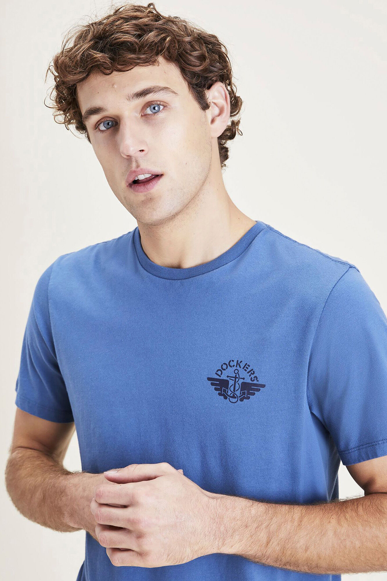 Camiseta Slim Fit com Logo - Azul