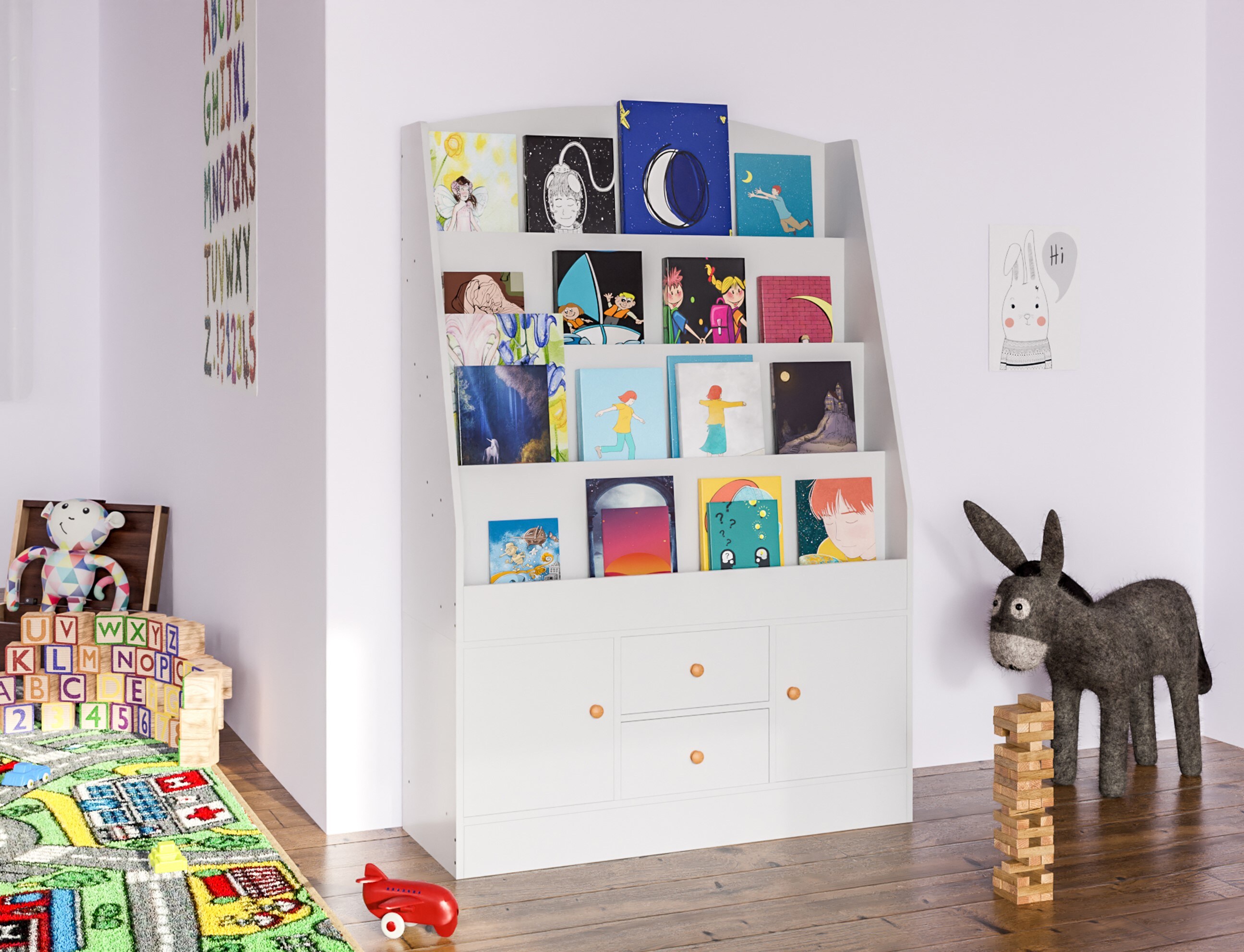 CLP Bücherregal Luray I Kinderregal Mit SchubladenI Regal Für Kinderbücher I Organizer Weiß