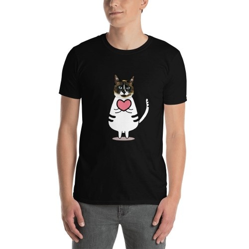 Camiseta masculina Mascocula, personalizada com a foto do seu animal de estimação, preta.