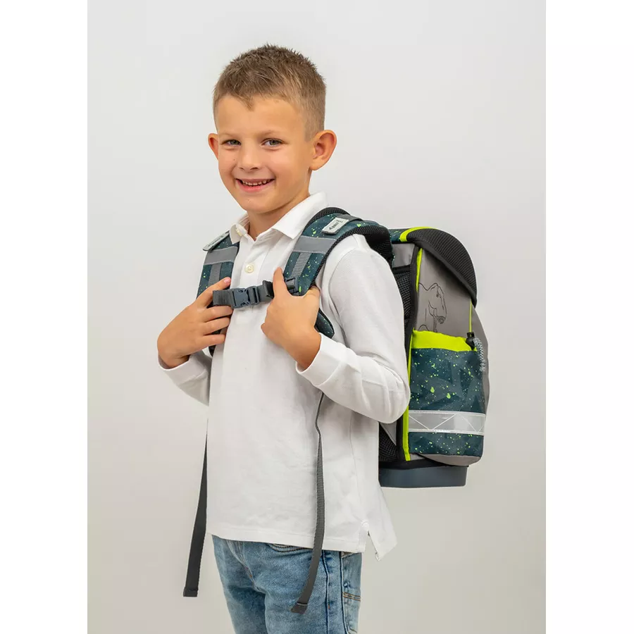 Belmil Schulranzen Classy Schulranzen Set 5-teilig mit Brustgurt T-Rex Roar